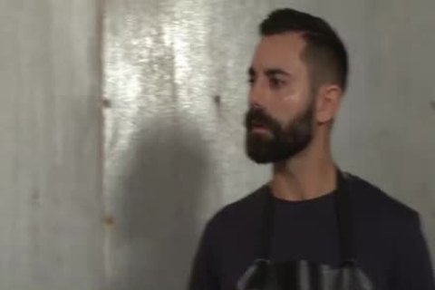 tied Up And gets His teats And Hog Stimulated.