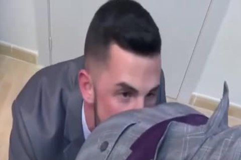 sucking   Mega Cut weenie In Suit