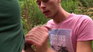 young businessman swallows rod like no thing