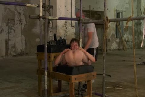 Restrained twink homosexual Alex Faux butthole slammed With dildos By dom