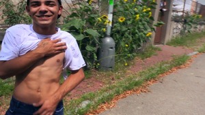 naughty guy with dyed hair receives hammered outside