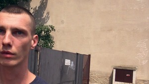 Tatted-up dude pulls down his jeans and pokes outdoors