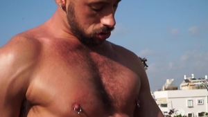 Falcon Studios: Hairy Massimo Piano anal interracial outdoors