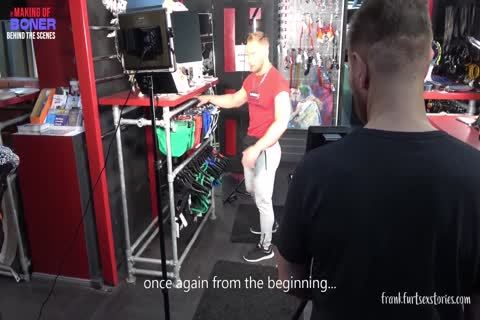 threesome Scene In A gay Store - The Making Of Boner