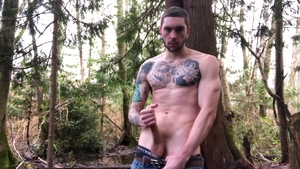 ChaosMen.com: Pierced Jake Hart swallow outdoors